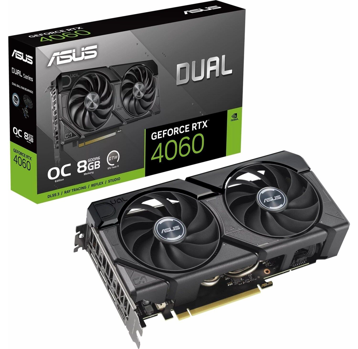 ASUS DUAL-RTX4060-O8G-EVO NVIDIA GEFORCE RTX 4060 8GB GDDR6 128bit 2535MHz OC HDMI 3xDP DLSS3 EKRAN
