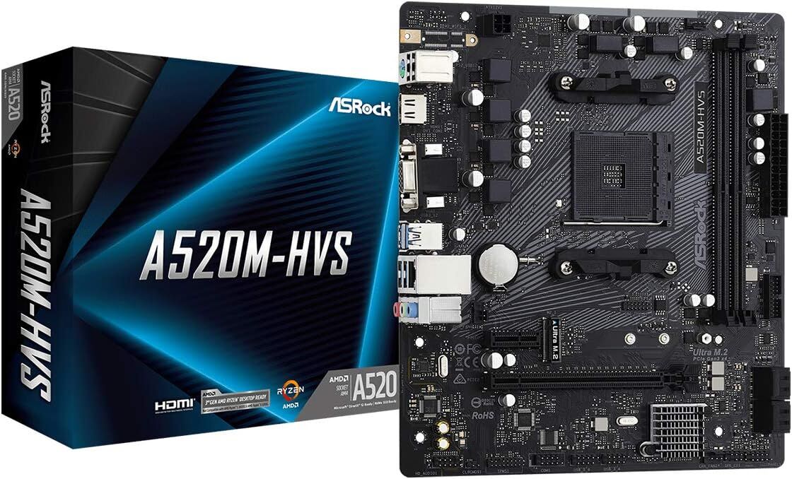 Asrock A520M-HVS AMD A520 4733 MHz (OC) DDR4 Soket AM4 mATX Anakart