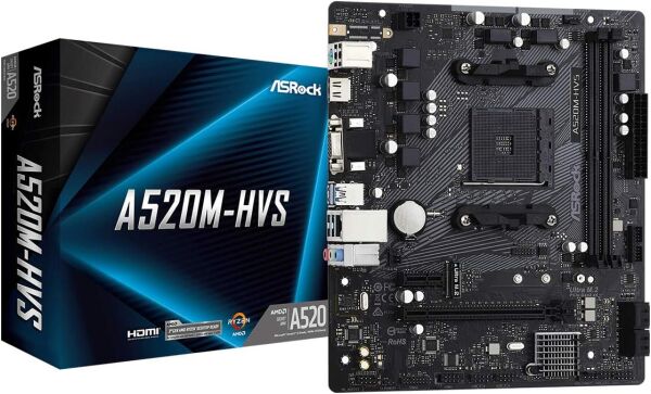Asrock A520M-HVS AMD A520 4733 MHz (OC) DDR4 Soket AM4 mATX Anakart