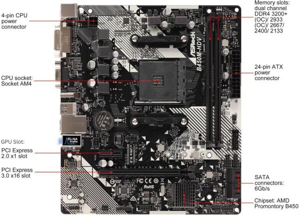Asrock B450M-HDV R4.0 M.2 Matx Am4 Anakart